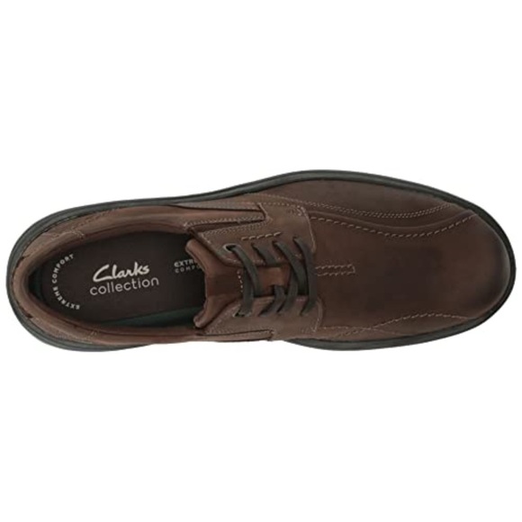 Clarks Gessler Shoe Mens 7 1/2 Wide Casual Lace Up Dark Brown Leather New in Box - Picture 3 of 8